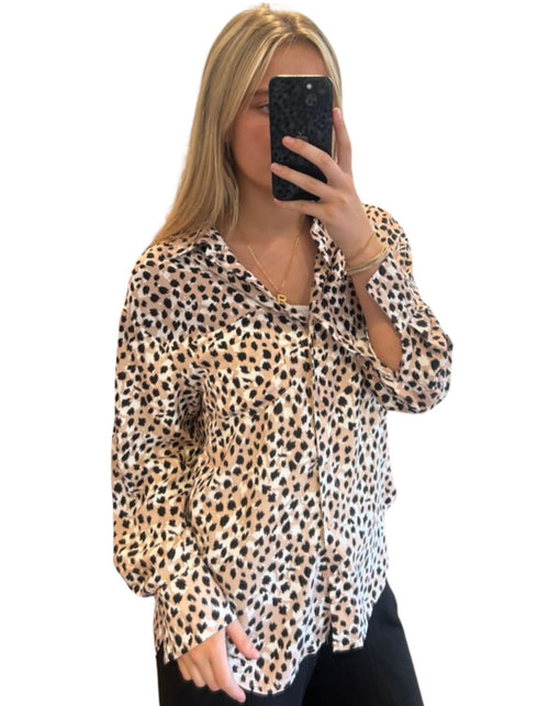 Indie Relaxed Button Up Shirt in Leopard Print