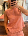 Whisper Sleeveless Top in Terracotta Linen