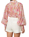 Arlena Long Sleeve Button Front Blouse in PInk Floral