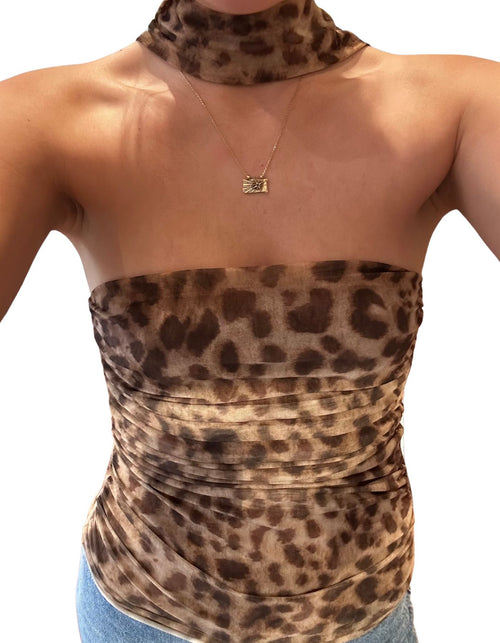 Vale Leopard Boob Tube with Neck Tie