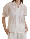 Orlyn Short Sleeve Button Front Blouse in White