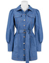 Nikki Short Shirt Dress in Blue Denim