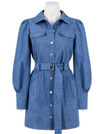 Nikki Short Shirt Dress in Blue Denim