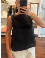 Whisper Sleeveless Top in Black Linen