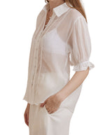 Orlyn Short Sleeve Button Front Blouse in White