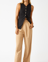 Gisele Button Down Longline Vest in Black