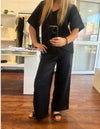 Haven Drawstring Waist Pants in Black Linen