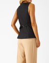 Gisele Button Down Longline Vest in Black