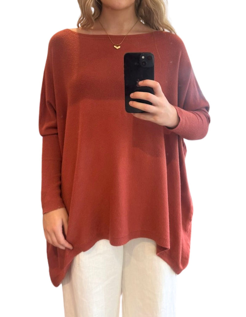 Willow Cotton Knit Jumper in Burnt Orange