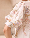 Cyrene Short Sleeve Button Front Blouse in White Floral