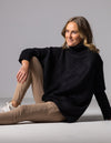 Parker Roll Neck Rib Knit Jumper in Black