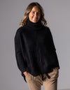 Parker Roll Neck Rib Knit Jumper in Black