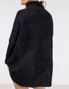 Parker Roll Neck Rib Knit Jumper in Black