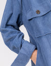 Rowan Oversized Cord Shacket in Blue