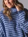 Monika Oversize Knit Jumper in Blue Stripe