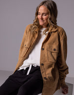 Rowan Oversized Cord Shacket in Camel