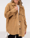 Rowan Oversized Cord Shacket in Camel