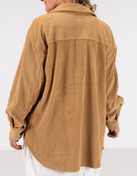 Rowan Oversized Cord Shacket in Camel