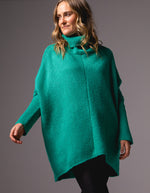 Parker Roll Neck Rib Knit Jumper in Green