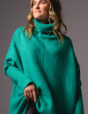 Parker Roll Neck Rib Knit Jumper in Green