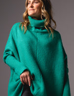 Parker Roll Neck Rib Knit Jumper in Green