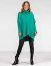 Parker Roll Neck Rib Knit Jumper in Green