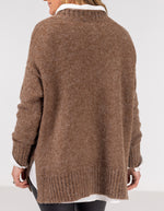 Julia Crew Neck Knit Jumper in Brown