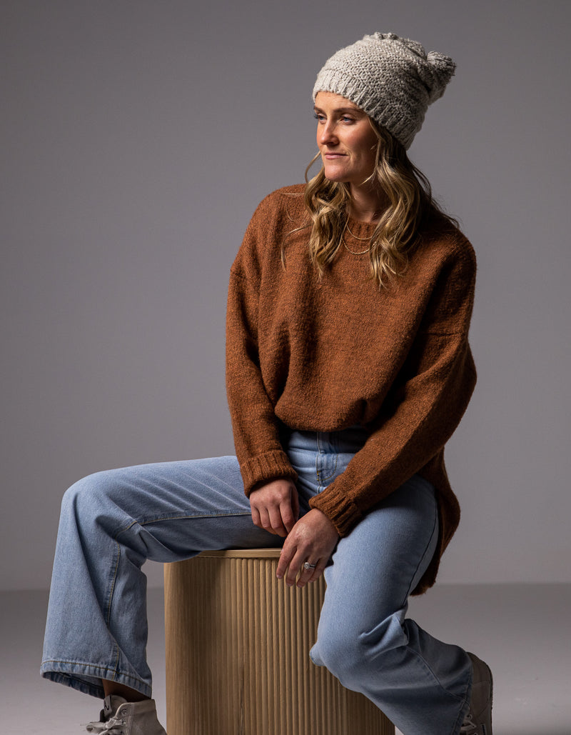 Julia Crew Neck Knit Jumper in Rust