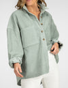 Yarra Oversized Cord Shacket in Sage