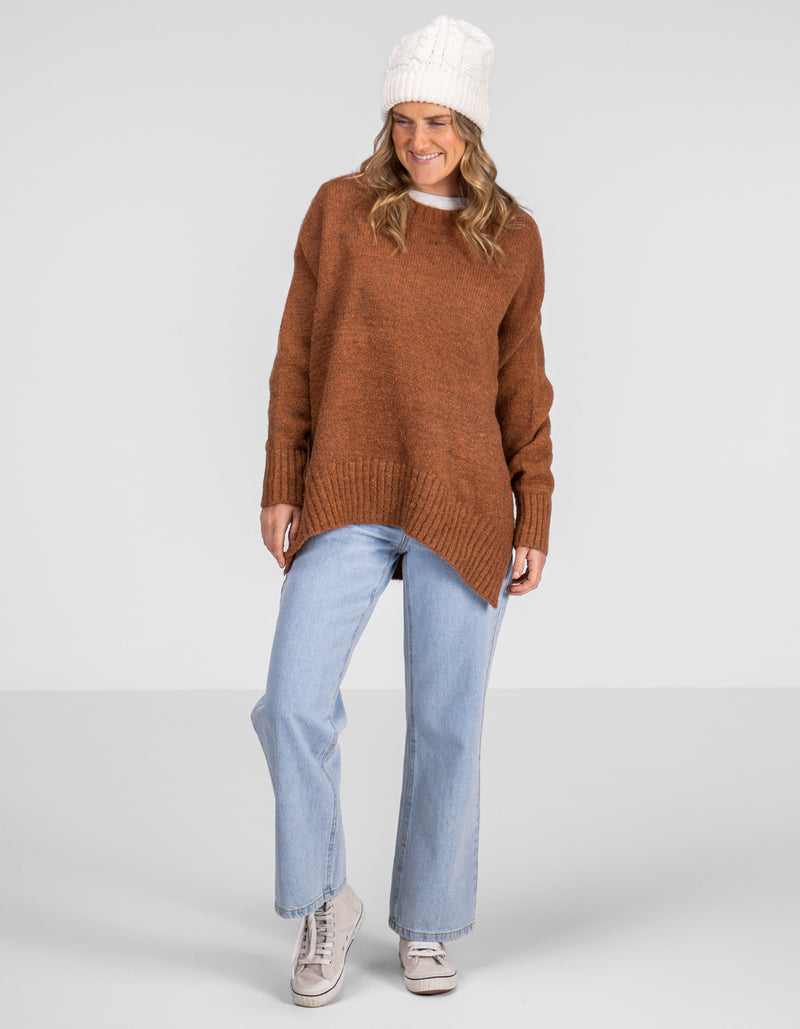 Julia Crew Neck Knit Jumper in Rust