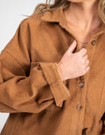 Yarra Oversized Cord Shacket in Tan