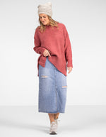 Julia Crew Neck Knit Jumper in Raspberry