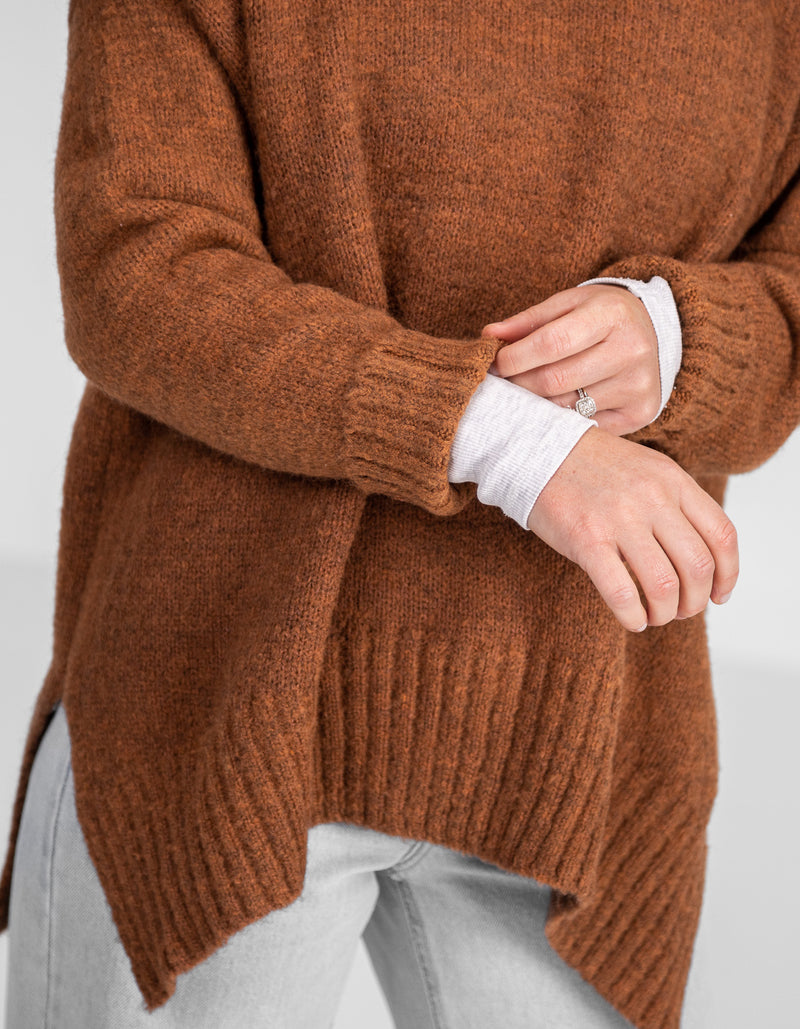 Julia Crew Neck Knit Jumper in Rust