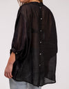 River Relaxed Fit Shirt in Black Linen